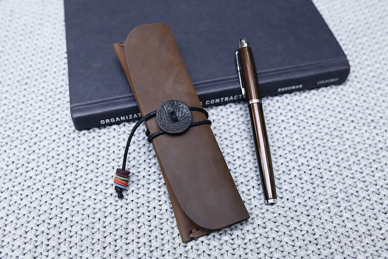 Leather Pen Pouch,Handmade Leather Pen Case, Pen Holder,Vintage Pen Bag,Pen Sleeve