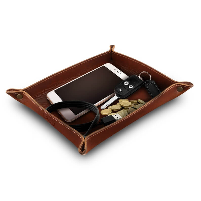 Hand Crafted Top Grain Leather Decorative Desk Trays, Storage Tray, Catch All Tray, Office Desk Organizer, walet Trays Brown & Black - Image 3