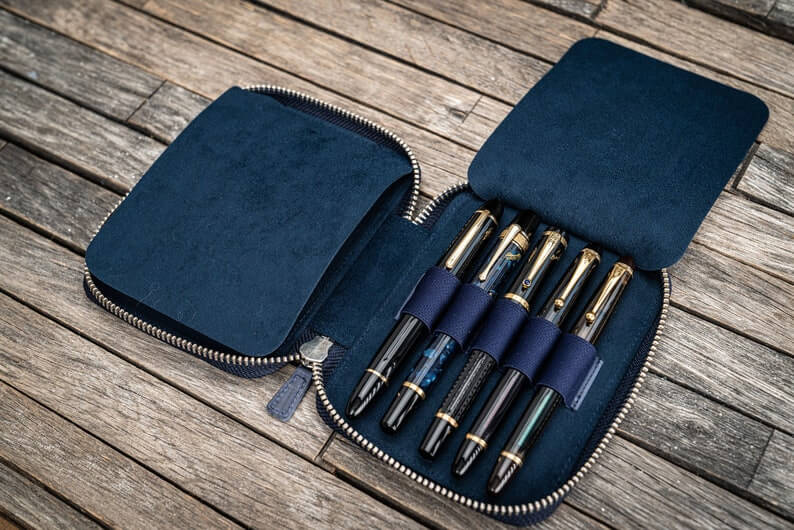 Leather Zippered 10 Slots Pen Case - Image 4