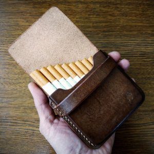 Stylish leather cigarette case - two tone