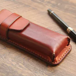 Luxury Genuine Leather Pen Pencil Bag pen Case Vintage Retro Style Creative Office Travel School Stationary Accessories