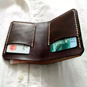 Vegetable Tanned cow Leather Handmade Mens Wallet Vintage Genuine Leather for Men