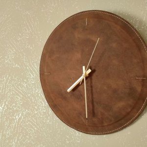 Vintage Leather wall clock home /office wall decor