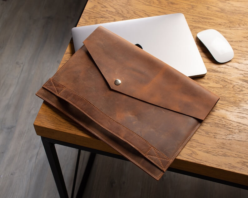 Customize Leather laptop case leather iPad /MacBook case unisex custom leather laptop bag - Image 3
