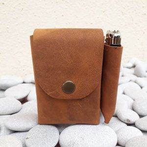 Leather Cigarette Case, Handmade, Cigarette Box With lighter Case and Belt Loop