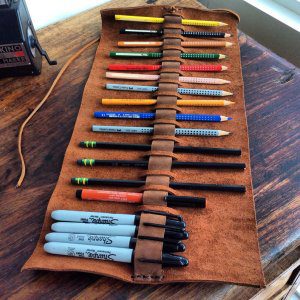 Pen case holder, pencil case, Handmade unique pencil holders, Leather pen holder cases, Roll up case, pen case