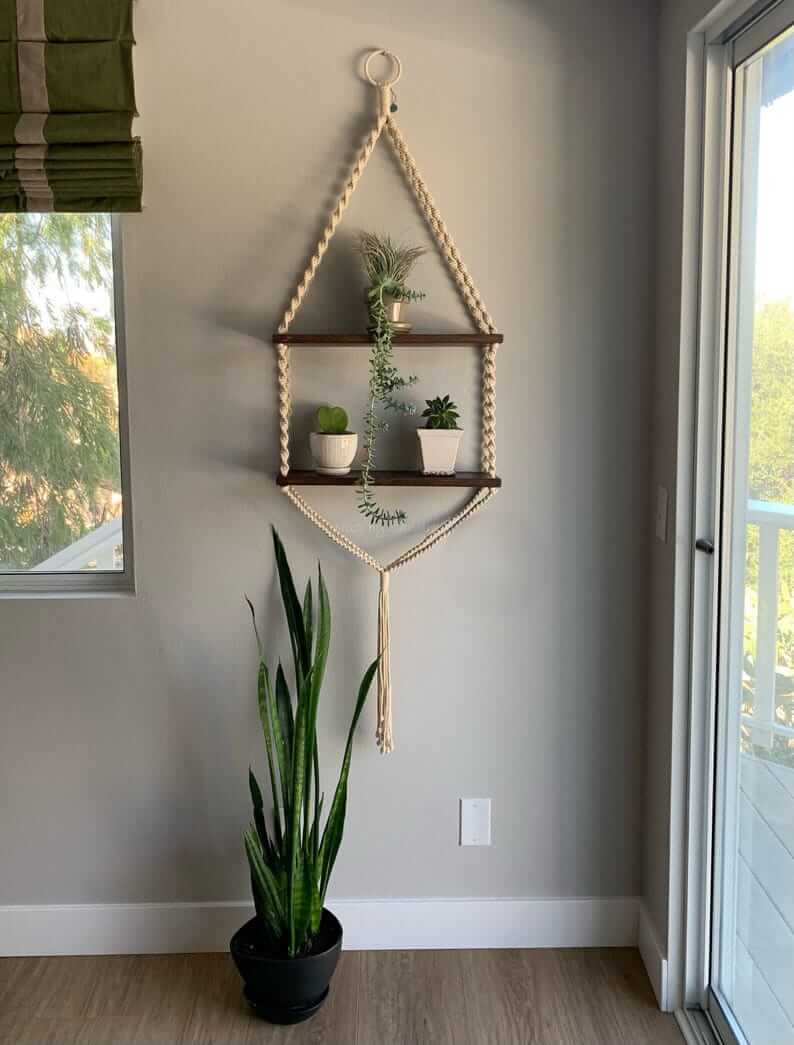 Macrame Handmade Wooden Shelf | Macrame Hanging Shelf | Hanging Shelves | Wooden Shelf 【Macrame Hanging Shelf】 - Image 2