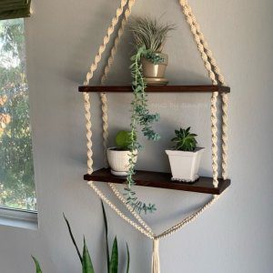 Macrame Handmade Wooden Shelf | Macrame Hanging Shelf | Hanging Shelves | Wooden Shelf 【Macrame Hanging Shelf】