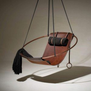 Leather Swing Chair/ Handmade Swing Chair-Black/Brown/Dark Brown