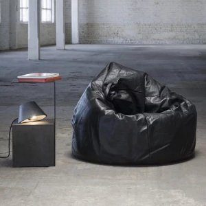 Highy quality Large Leather Bean Bag made with Stain Resistant Meterial - Black & Brown
