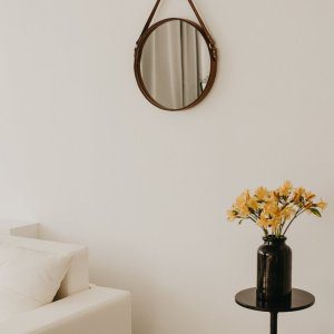Handmade leather wall mirror strap leather wall decor