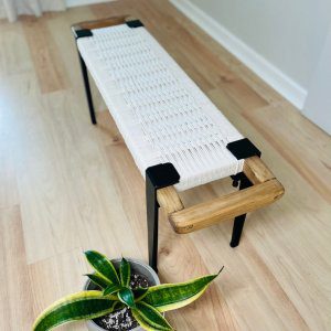 Hand Woven Bench •Stylish Bench Mid Century Woven Bench