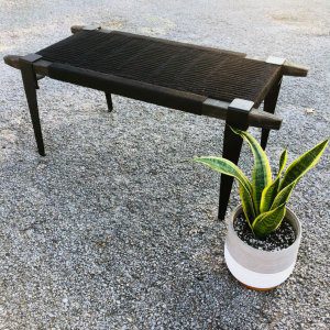 Mid Century Modern Style Bench • Modern Entryway Bench • End of Bed Handmade Bench • Minimalist Woven Bench -Black