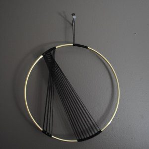 20 Inch black and gold STRING wall art - unique, art deco chic, geometric, string art, minimalist, lines,modern, hanging, circle,art