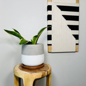 Mid-Century Modern / Minimalist Wood Framed Hand Woven Wall Art Decor