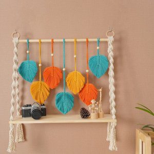 Wooden Shelf, Decorative Shelf, Handmade Macrame Shelf