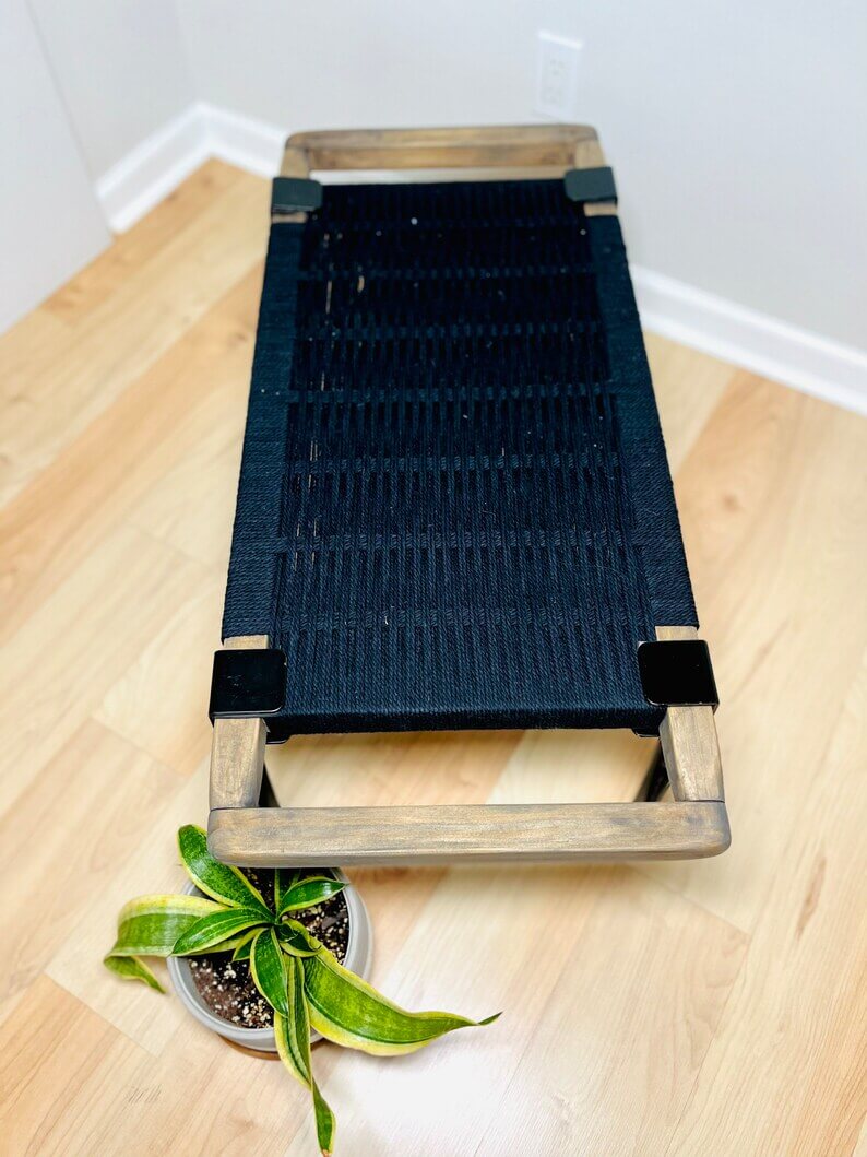 Hand Woven Bench •Stylish Bench Mid Century Woven Bench - Image 2