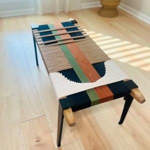 Hand Woven Bench •Stylish Bench Mid Century Woven Bench