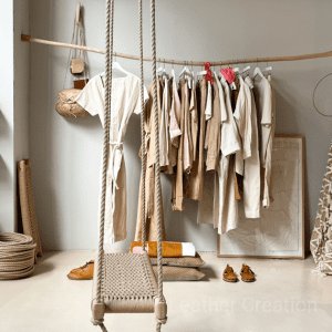 Mid century hand woven swing