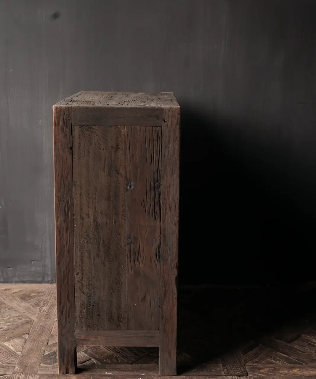 Antique Aged Wood Tow Door Cabinet - Image 3