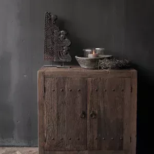 Antique Aged Wood Tow Door Cabinet