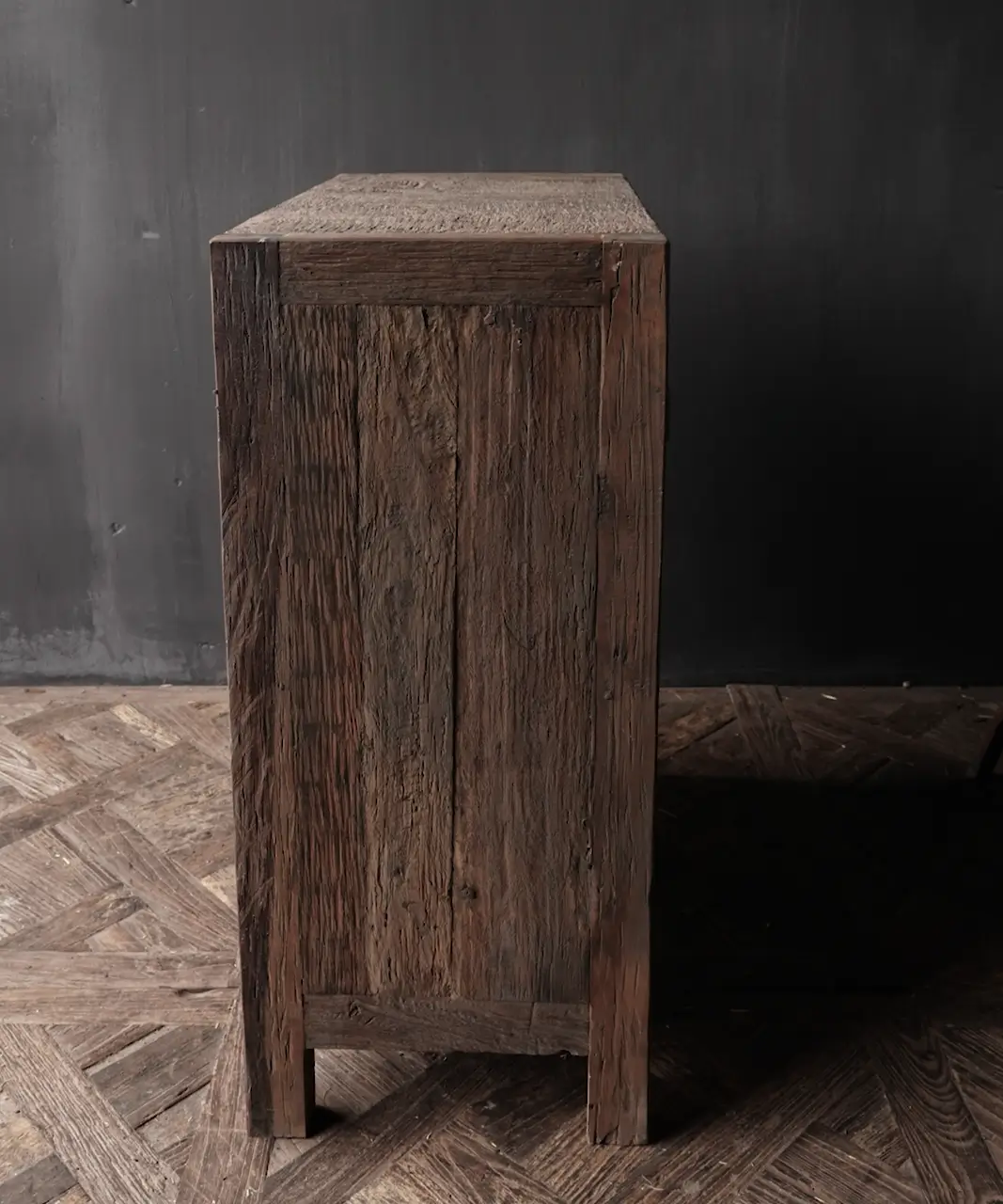 Antique Aged Wood Tow Door Cabinet - Image 4