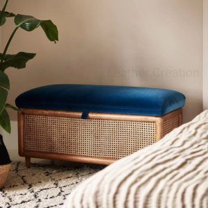 Handmade Rattan Storage Ottoman / Bench with storage/ storage bench / End of Bed Storage Bench