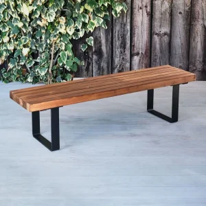 WOOD & STEEL BACKLESS BENCH
