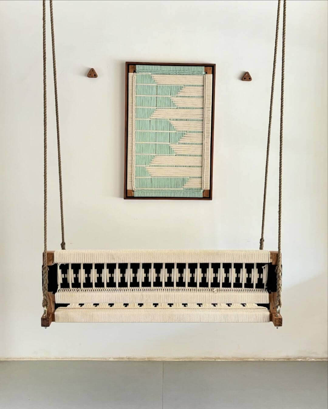 Hand Woven Swing, Boho Swing For 3 to 4 Persons, Crochet Swing,Outdoor/Indoor Swing, Rocking Bench, Hanging Bench - Image 3