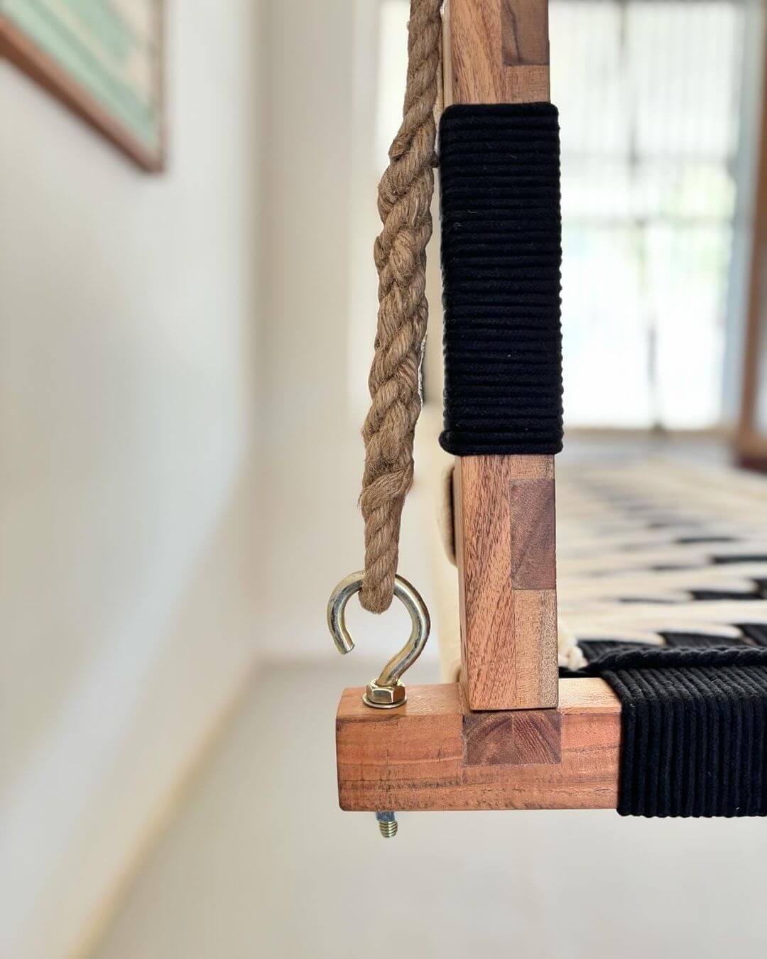 Hand Woven Swing, Boho Swing For 3 to 4 Persons, Crochet Swing,Outdoor/Indoor Swing, Rocking Bench, Hanging Bench - Image 5