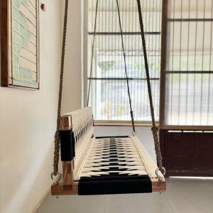 Hand Woven Swing, Boho Swing For 3 to 4 Persons, Crochet Swing,Outdoor/Indoor Swing, Rocking Bench, Hanging Bench