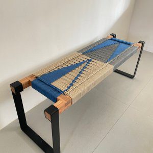 Hand Woven Bench • Mid Century Woven Bench Hand Woven Bench •Stylish Bench Mid Century Woven Bench • Modern Entryway Bench • End Bench • Metal Bench • Charpoy Bench, Hand Woven Bench
