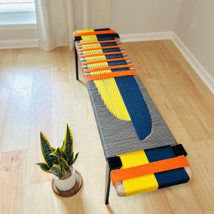 Mid century hand woven bench End Bench • Minimalist Bench • Charpoy Bench • Hand Woven Bench • Cord Bench