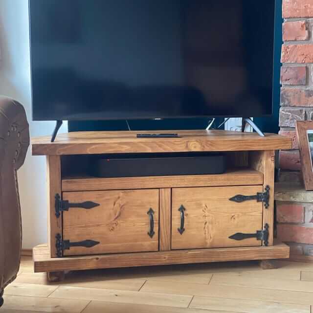 Tv Cabinet, Solid Wood Rustic Tv Unit, Tv Stand - Image 2