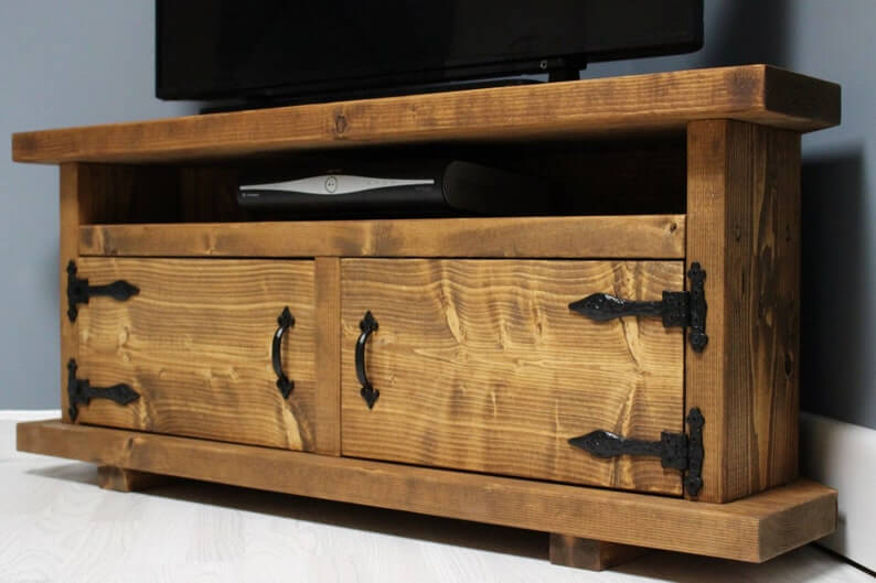 Tv Cabinet, Solid Wood Rustic Tv Unit, Tv Stand - Image 3
