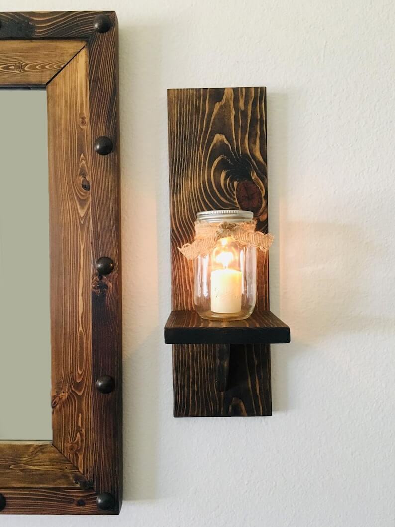 Rustic Candle Holder, Rustic Wall Sconce - Image 2
