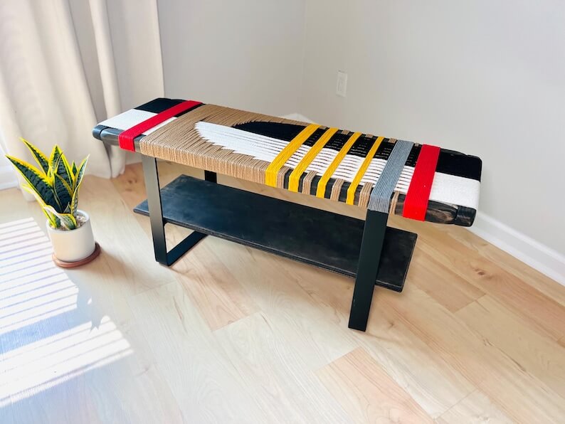 Mid Century Hand Woven Bench - Bed end Bench