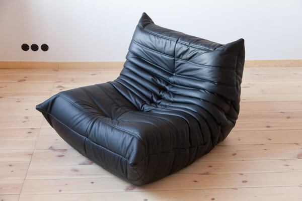 Black Leather Togo Lounge Sofa – Cozy Floor Seating - Image 2