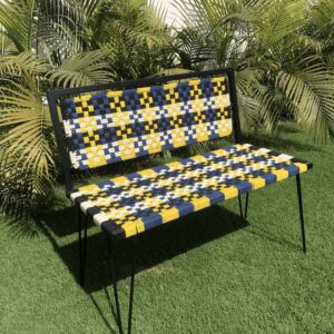 Handwoven Foldable Bench: A Burst of Color, Crafted by Artisans
