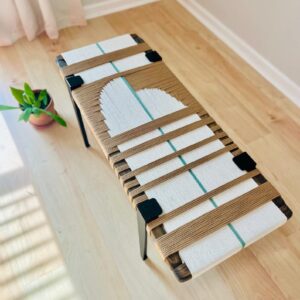 Mid century modern handwoven bench - Enterwy bench