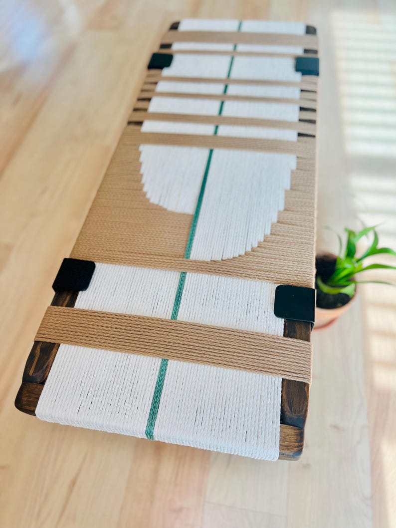 Mid century modern handwoven bench - Enterwy bench - Image 3