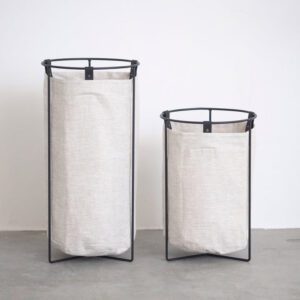 2-Piece Minimalist Laundry Basket Set with Removable Fabric Bags – Small & Large Sizes
