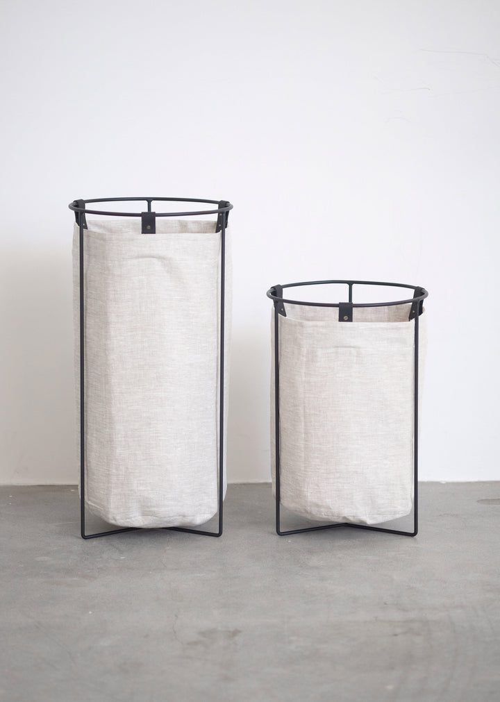 2-Piece Minimalist Laundry Basket Set with Removable Fabric Bags – Small & Large Sizes