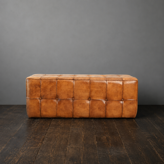 Tan Leather Bench